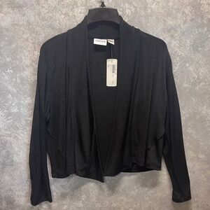 Chico's Travelers Black Drape Open Flared Front Cardigan Lu Jacket NWT